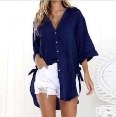 Fashion Long sleeve Lacing V neck Blouses