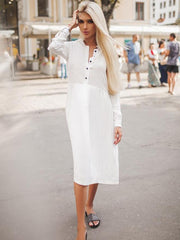 Casual Pure Long sleeve Maxi Dresses