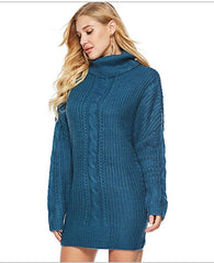 New High collar  Long sleeve Long Sweaters