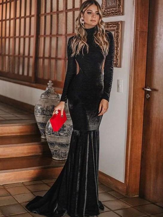 Sexy Long sleeve Backless Bodycon Evening Dresses