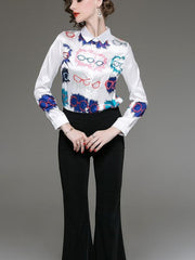New Autumn Fashion Long sleeve Floral Blouses