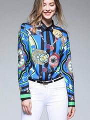 Women Cotton Regular Floral Lapel Blouses