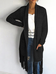 Women  Cardigan Knit Tassels Long sleeve Coats