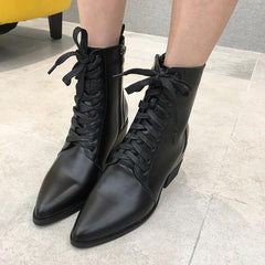 Fashion Chunky heel Pointed Toe Martin Boots