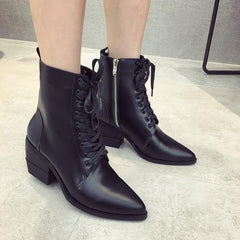 Fashion Chunky heel Pointed Toe Martin Boots