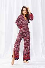 Autumn Floral  V neck Jumpsuits