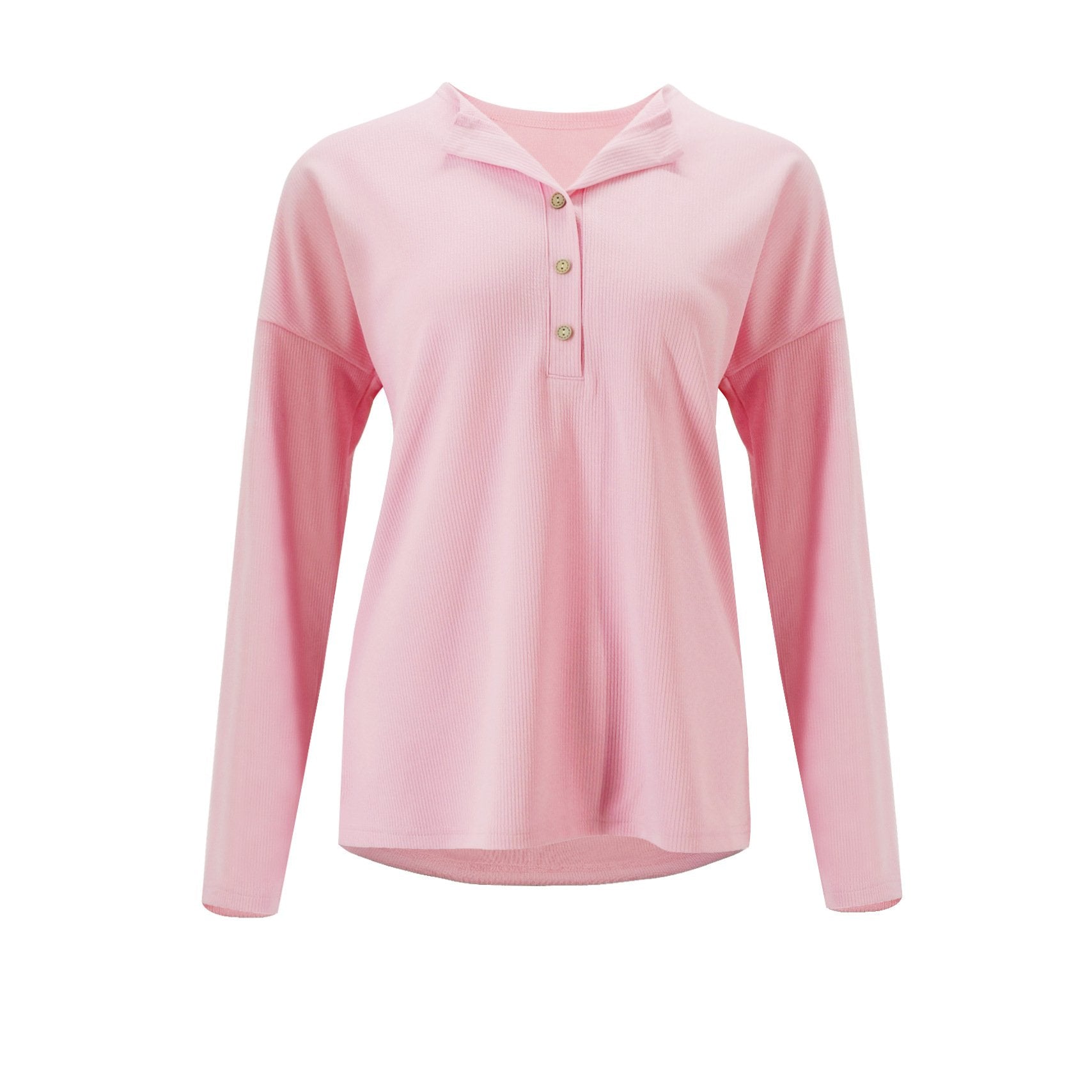 Fashion Button Long Sleeve Plain T-Shirts