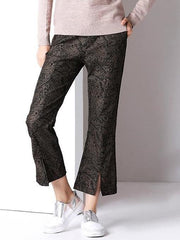 New Fashion Floral Vent High-waisted Nine-point trousers