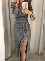 Fashion Off shoulder Skater Slit Bodycon Evening Dresses