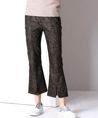New Fashion Floral Vent High-waisted Nine-point trousers
