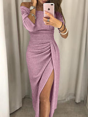 Fashion Off shoulder Skater Slit Bodycon Evening Dresses