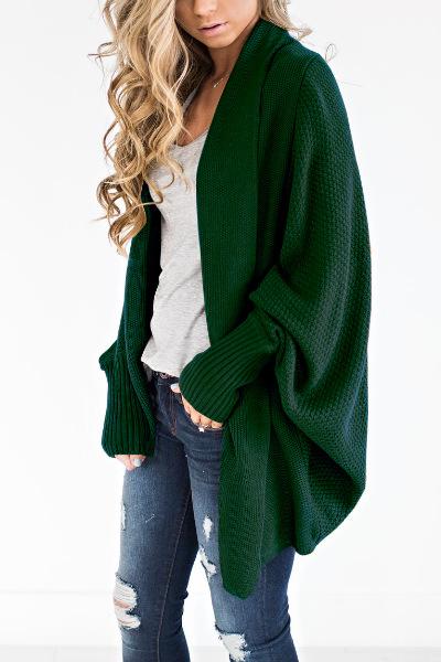 Fashion Asymmetric Hem Batwing Sleeve Cardigans