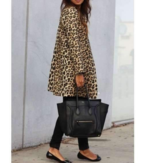 Fashion Casual Leopard print Long sleeve Coats