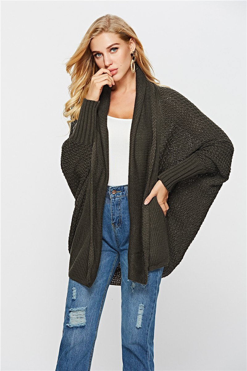 Fashion Asymmetric Hem Batwing Sleeve Cardigans