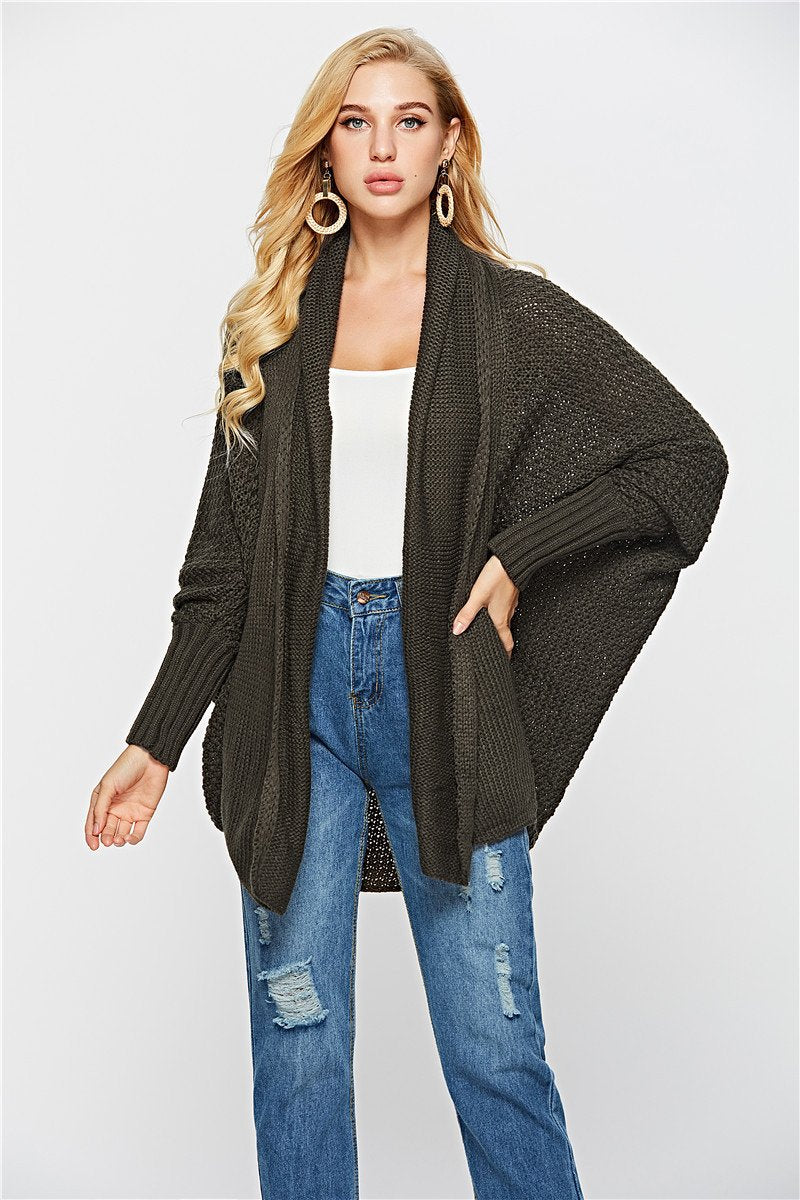 Fashion Asymmetric Hem Batwing Sleeve Cardigans