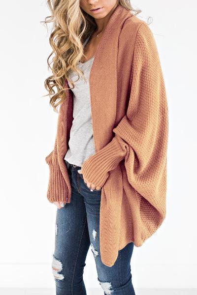 Fashion Asymmetric Hem Batwing Sleeve Cardigans