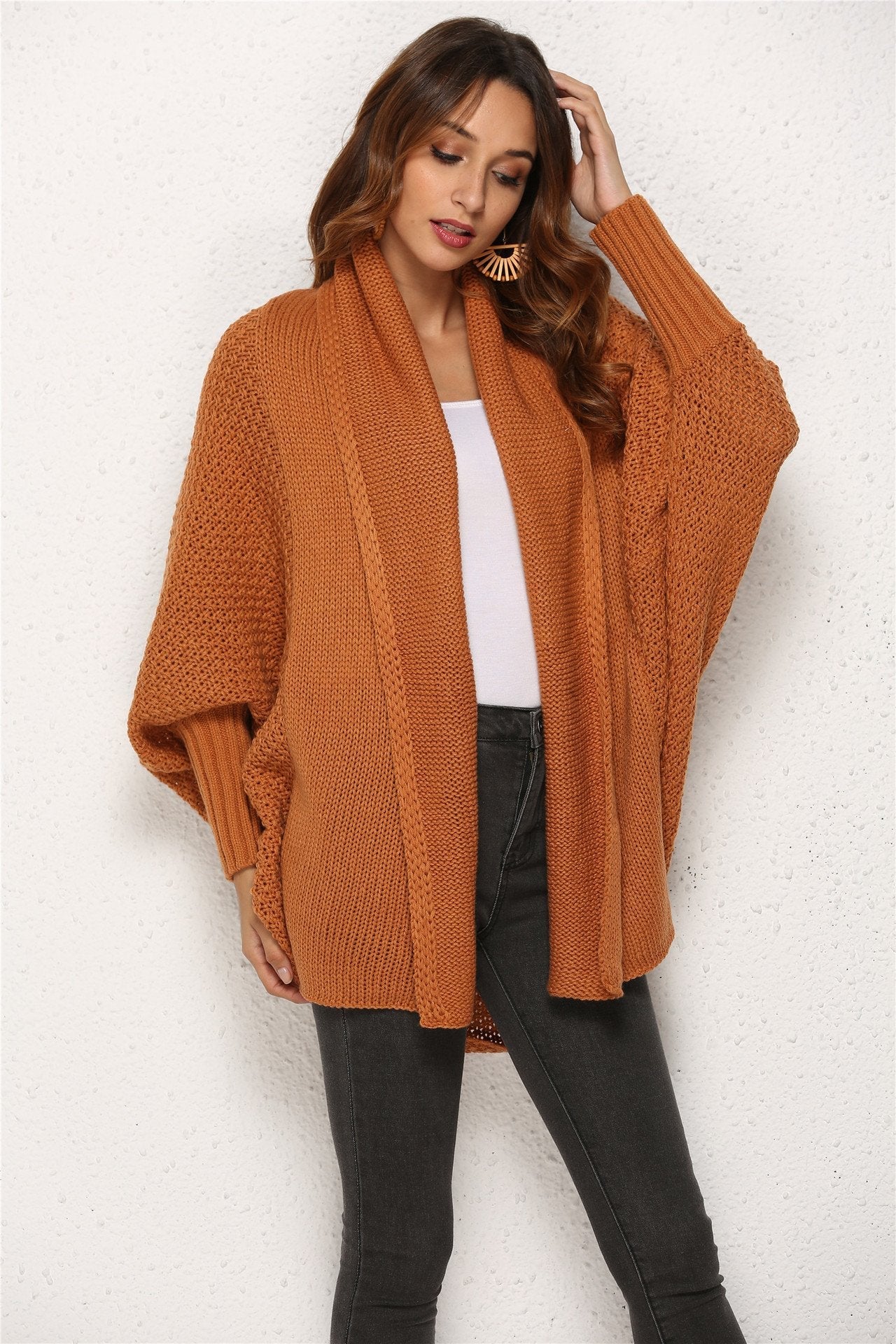 Fashion Asymmetric Hem Batwing Sleeve Cardigans