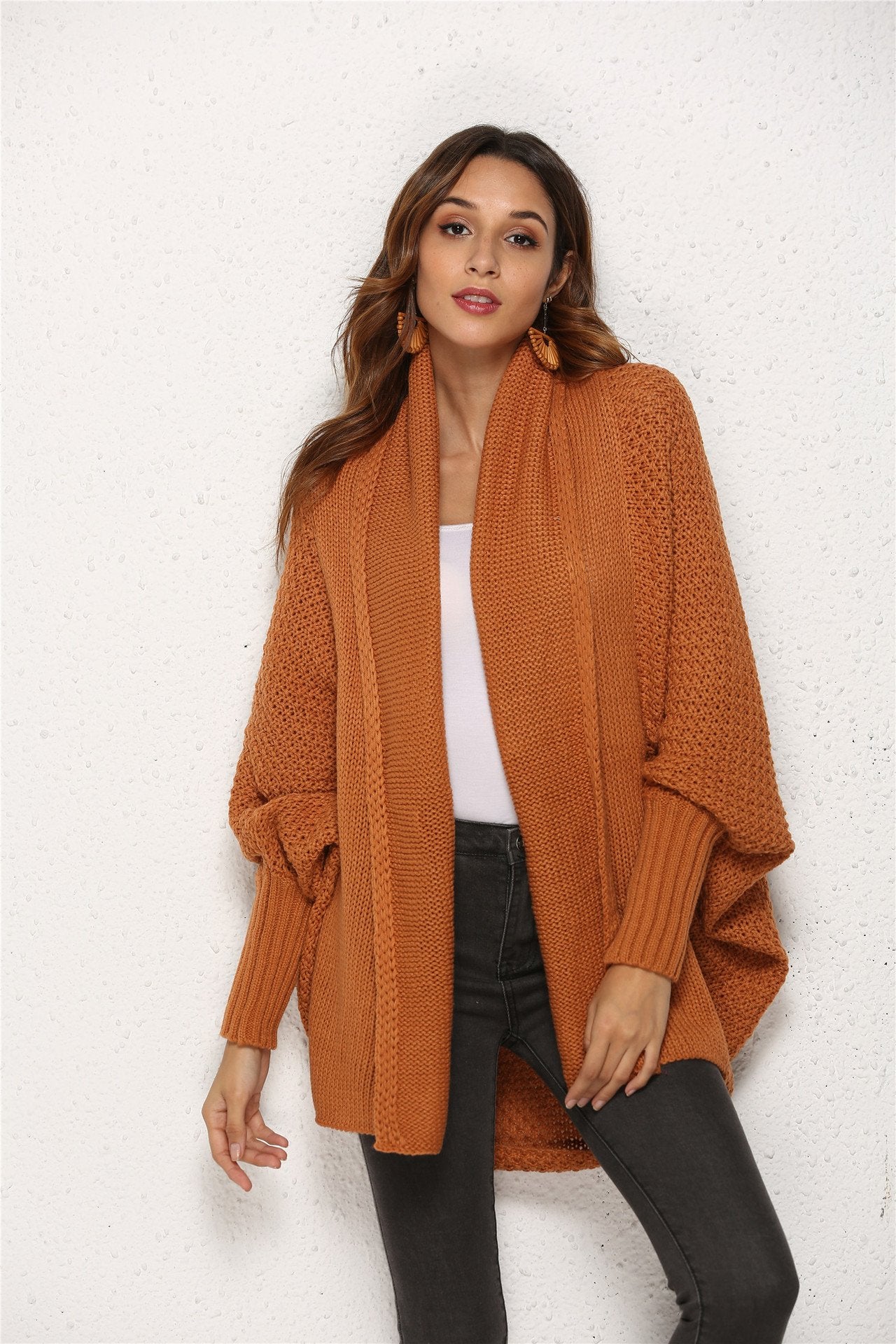 Fashion Asymmetric Hem Batwing Sleeve Cardigans