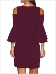 Fashion Pure Round neck Shift Dresses