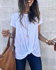 Round Neck Short Sleeve Plain Casual T-Shirts