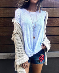 Round Neck Short Sleeve Plain Casual T-Shirts
