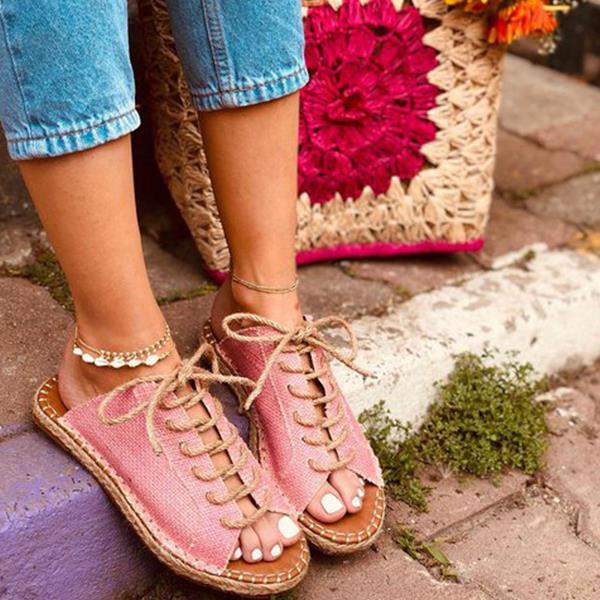 Women Fashion Casual Summer Lace Up Slide Sandals