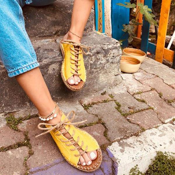 Women Fashion Casual Summer Lace Up Slide Sandals