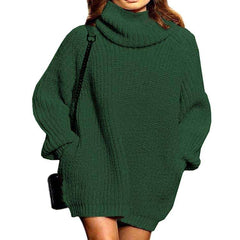 Casual Loose Pure High collar Long sleeve Knit Sweaters