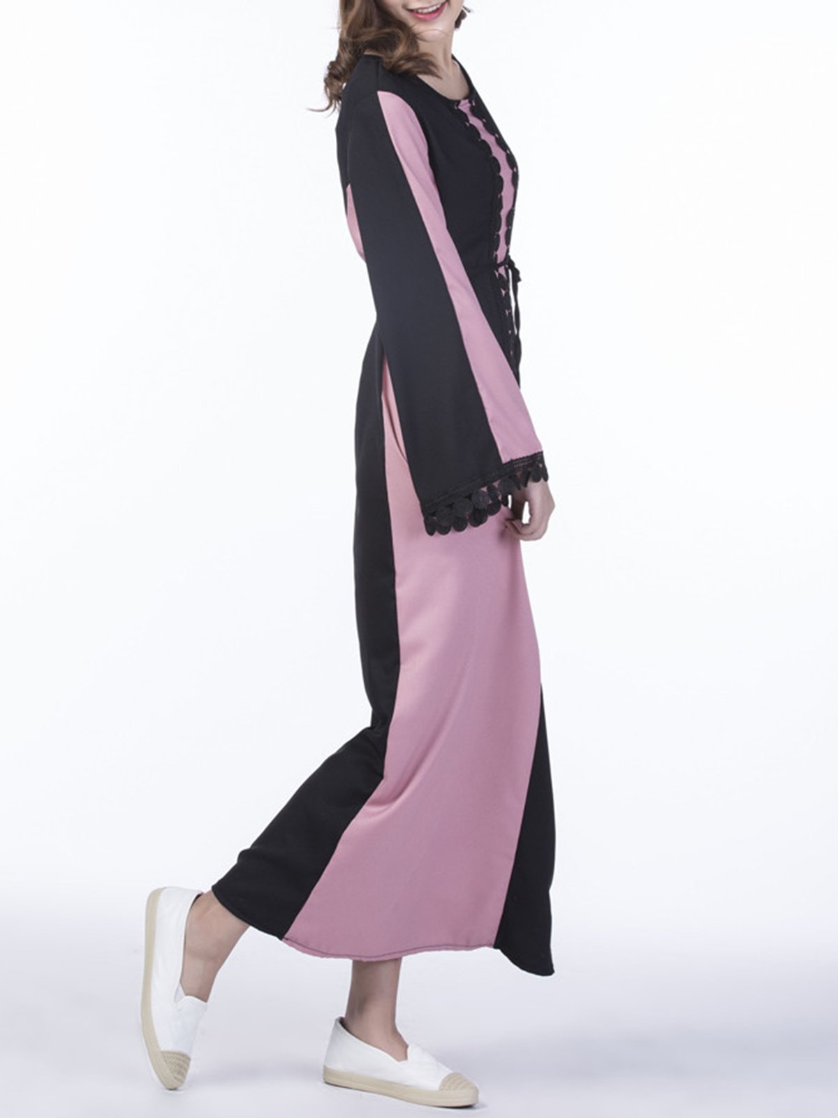 Bell Sleeve Paneled Casual Dress