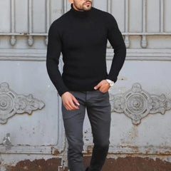 Black Turtleneck Imitates Wool Sweater