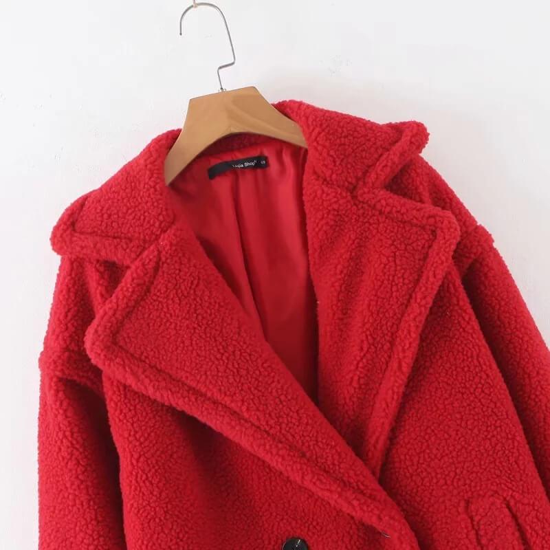 Women Lamb Wool Coat Plus Size