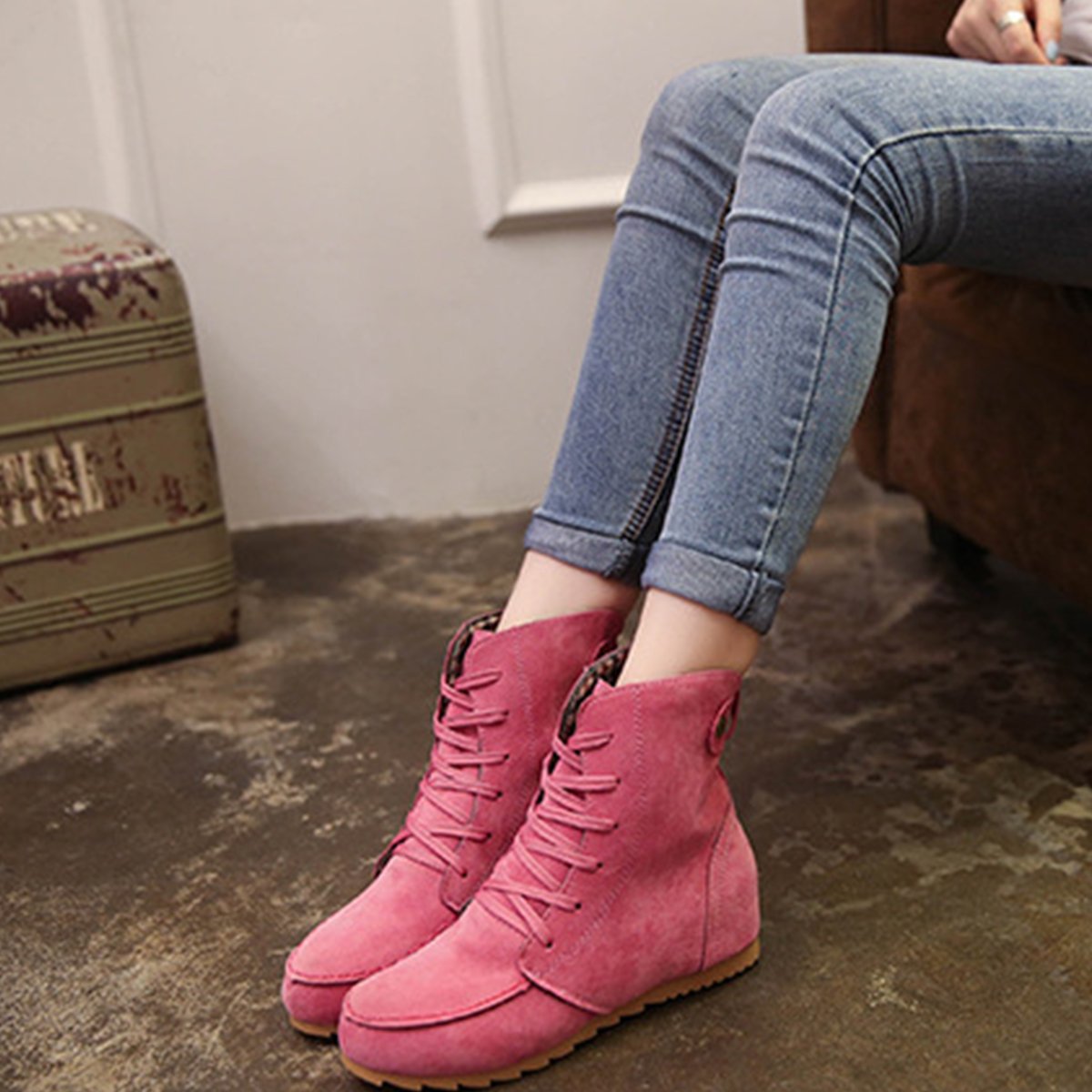 Woman Autumn Casual Tie High Leg Boots Increased Within Shoes