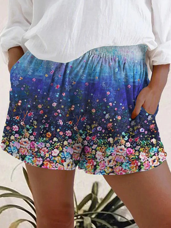 Casual women flower printed short pants fashion shorts