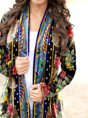 Collarless Vintage Cotton Blends Outerwear