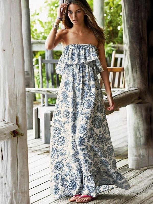 Bohemia Falbala Off Shoulder Maxi Dress