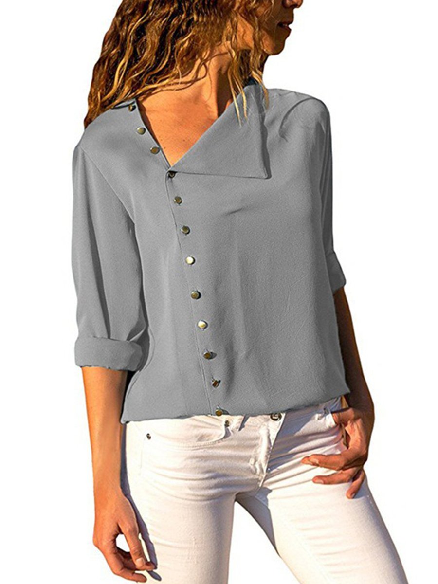 Autumn Fashion More Colors Button Long Sleeve Woman Blouse