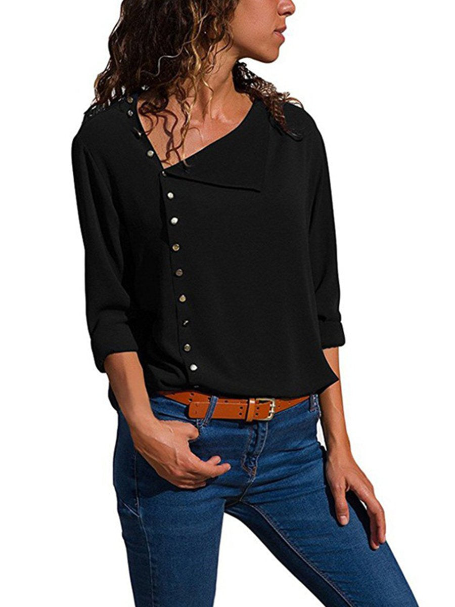 Autumn Fashion More Colors Button Long Sleeve Woman Blouse