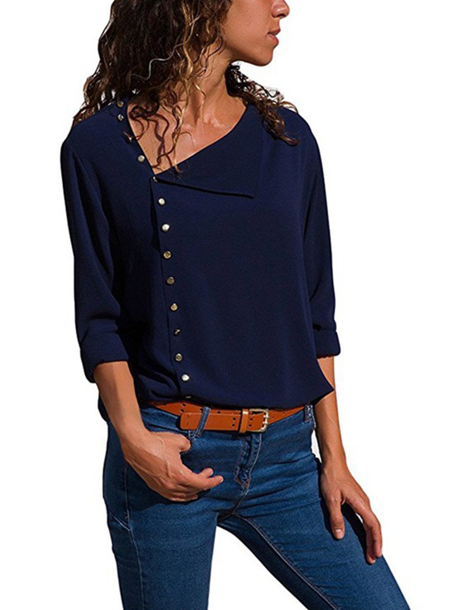 Autumn Fashion More Colors Button Long Sleeve Woman Blouse