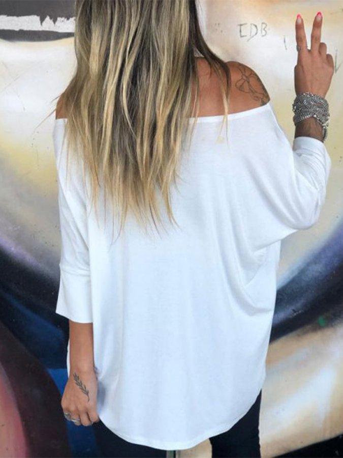 White Casual 3/4 Sleeve Shirts & Tops