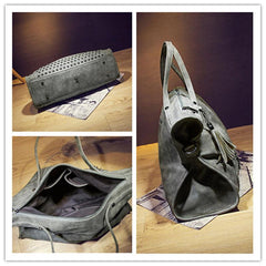 Elegant Rivet Nubuck Leather Tassel  Vintage Shoulder Bag