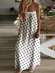 Casual Print Split Joint Spaghetti Strap Straight Dresses Maxi Dresses
