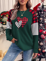 Casual Crew Neck Loose Color Block T-Shirts