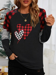 Casual Crew Neck Loose Color Block T-Shirts
