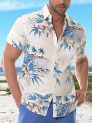 Casual Hawaiian Plant Coconut Print Short Sleeve Shirt