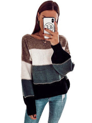 Casual Stripe Round neck Long sleeve Sweaters