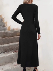 Color Block V Neck Tee Dress Maxi Dresses