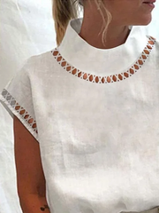 Cotton And Linen Lace Shirts Tops