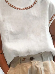 Cotton And Linen Lace Shirts Tops