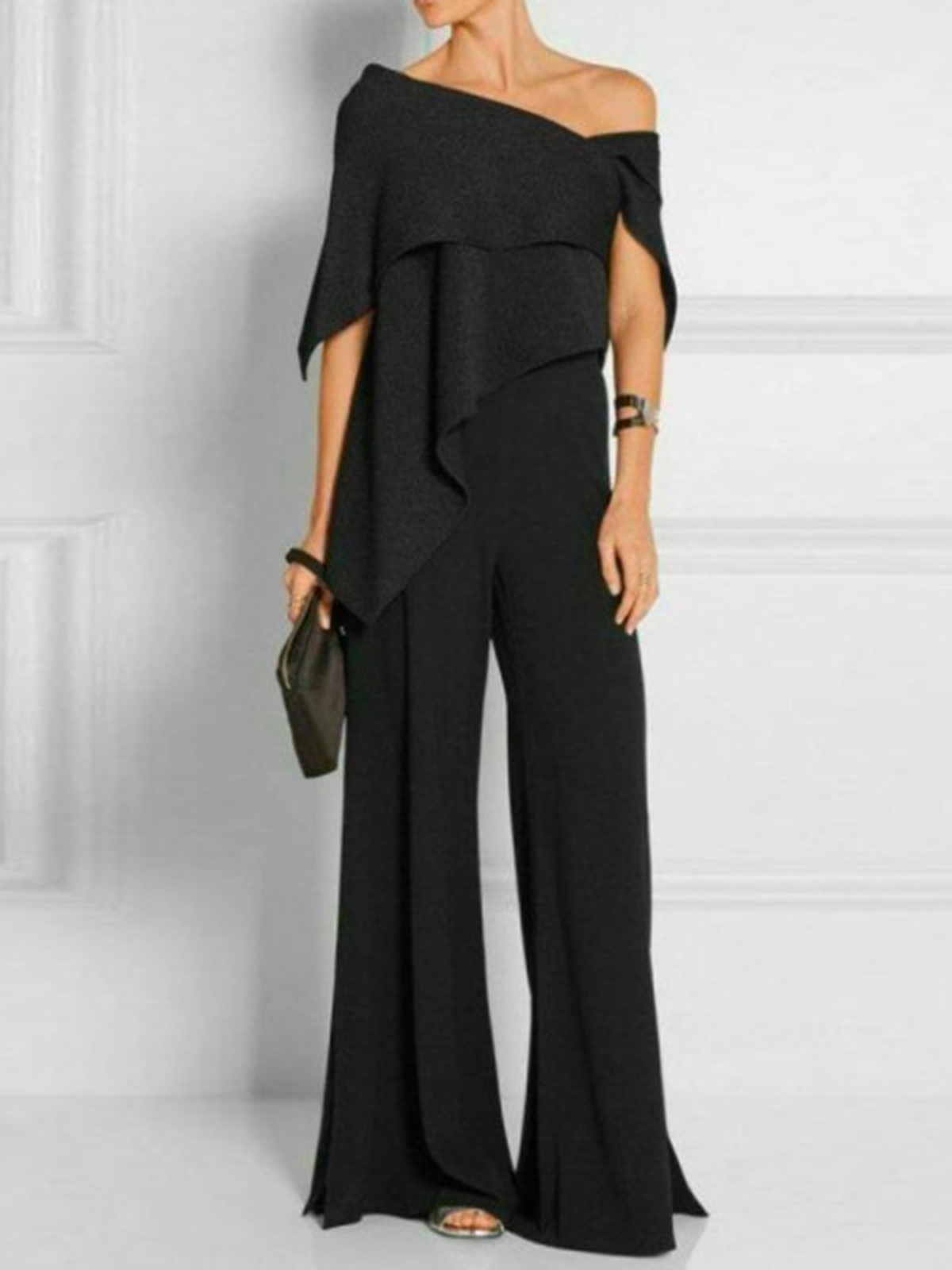 Plain Cold Shoulder One-Pieces Jumpsuits