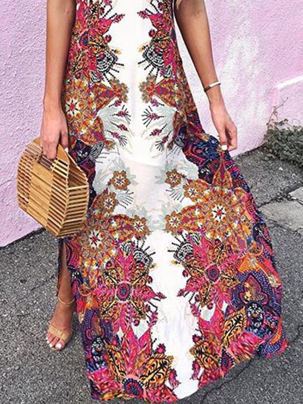 Bohemian Vintage Summer V neck Maxi Dresses